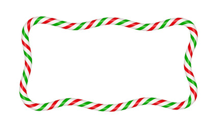 christmas candy cane rectangle frame with red vector image