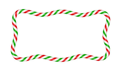 Christmas candy cane rectangle frame with red vector