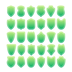 collection of green shield shapes with checkmarks vector