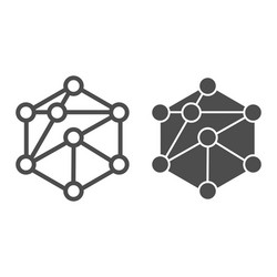 cube network line and glyph icon blockchain vector image