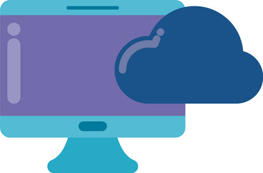 desktop computer with cloud computing vector image
