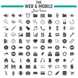 web and mobile glyph icon set os interface signs vector image