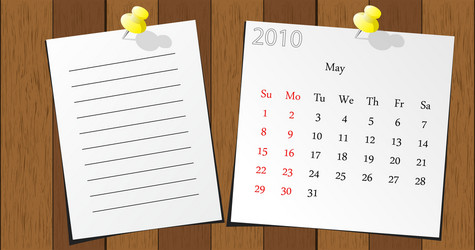 wood sticky calendar 2010 vector