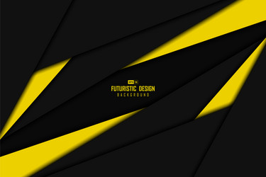 Abstract black and yellow tech overlap design vector