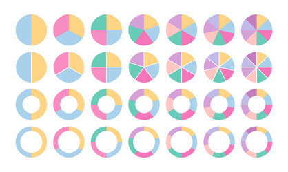 colored circle graph with segments template pie vector image