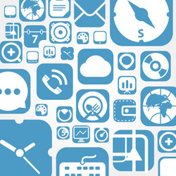 flying web graphic interface icons background vector image