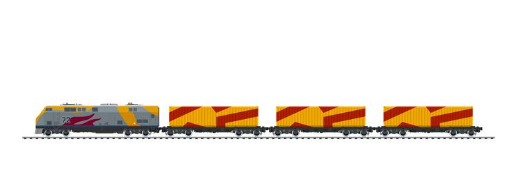 Locomotive with cargo container vector