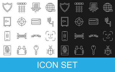 set line system bug concept face recognition vector image