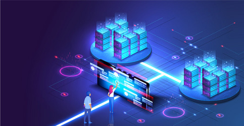 Cloud Computing & Data Visualization vector image