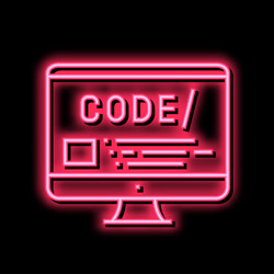 Code on computer screen neon glow icon vector