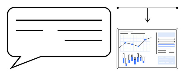 speech bubble with arrow pointing to analytics vector image