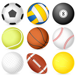 Sport Ball Collection Hand Draw Vintage Style Vector Image