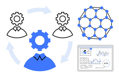 collaborative workflow with data analytics vector image