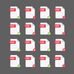 flat design with pdf files icon set symbol vector image