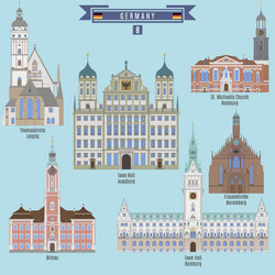 German Cityscapes & Landmarks Vector Image