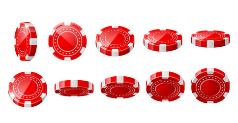 realistic casino chips red 3d gambling tokens vector