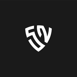 Sn monogram logo with shield shape design template
