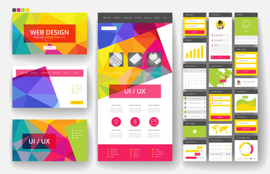 website design template and interface elements vector image