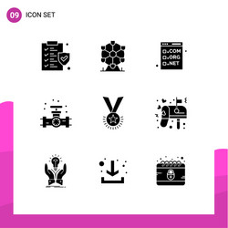 9 thematic solid glyphs and editable symbols vector