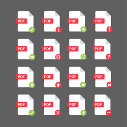 flat design with pdf files icon set symbol vector image