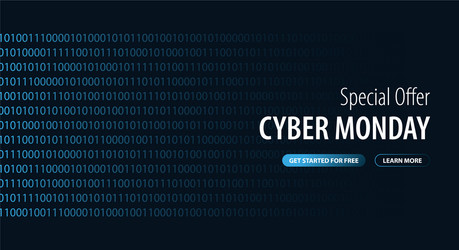 Cyber monday sale banner with binary code vector