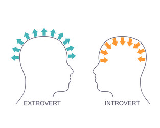 introvert and extrovert comparison human heads vector image