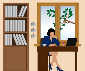 Woman in office vector