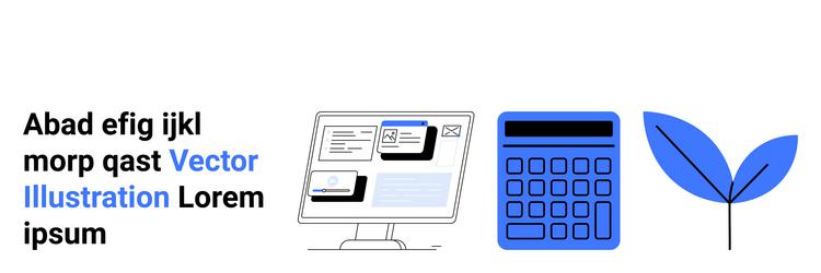 digital workspace with computer calculator vector image