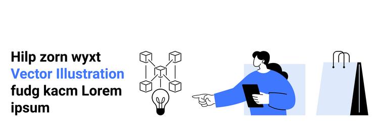 conceptual blockchain network person analyzing vector image
