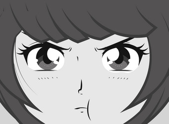 angry manga girl vector