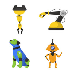 isolated object of robot and factory logo set vector image