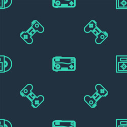 set line mobile and playing in game gamepad vector image