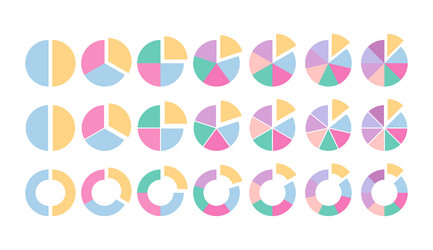 set of circular structure chart multicolor vector image