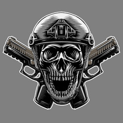 tactical warrior skull and military helmet in white begrouynd