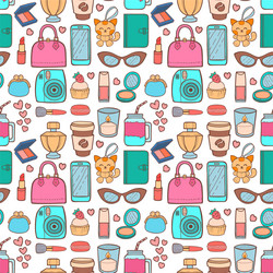 Cute hipster stickers scrapbook seamless pattern vector