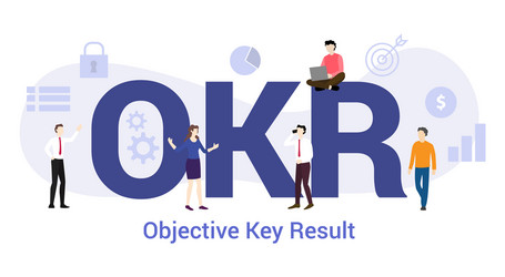okr objective key result concept with big word vector image