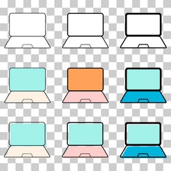 set of laptop flat web icon notebook computer vector image