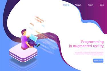 isometric banner programming in augmented reality vector