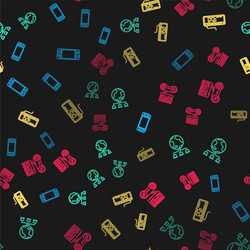 set line portable video game console computer vector image