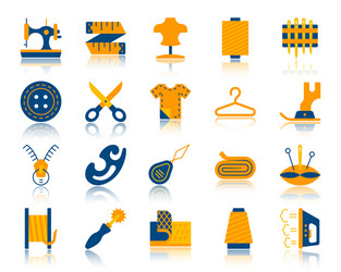 Sewing simple color flat icons set Royalty Free Vector Image