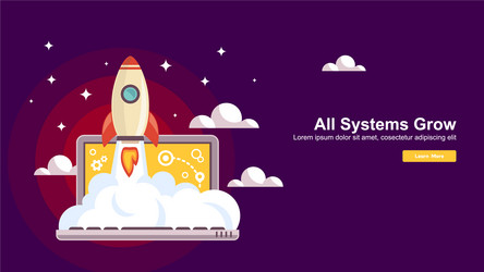 Start up simple rocket web design responsive vector