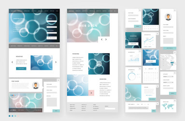 website template design with interface elements vector image