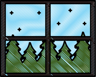 Window forest landscape Royalty Free Vector Image
