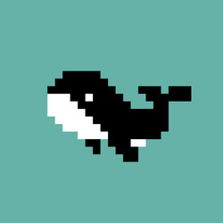 8 bit pixel whale vector