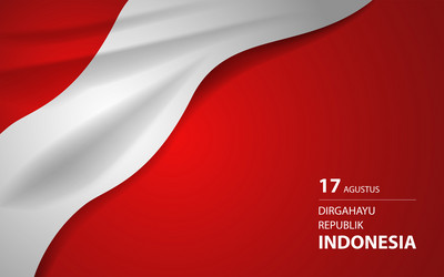 Indonesian flag ribbon on red background Vector Image