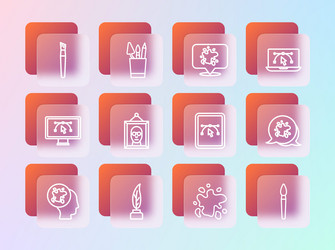 set line computer with design program feather vector image