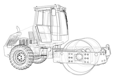 Compactor Coloring Pages Asphalt compactor with a driver coloring book Vector Image