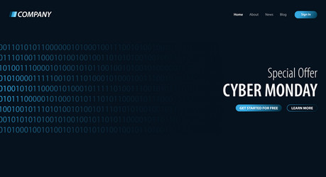 Cyber monday sale banner with binary code vector