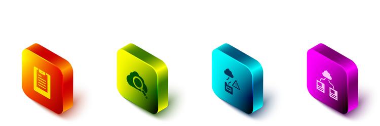 set isometric server data report search cloud vector image