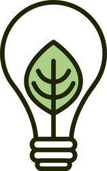 light bulb leaf environment ecology line and fill vector image
